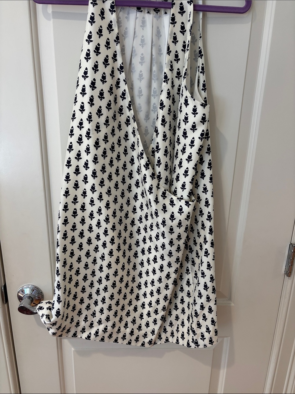 J. Crew Cream Halter Mini Dress with Black Floral Print - Picture 3 of 5